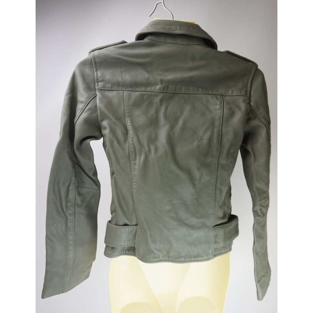 Allsaints Balfern Sage Balfern Leather Biker Jacket Women's Size 0 US - Picture 3 of 5